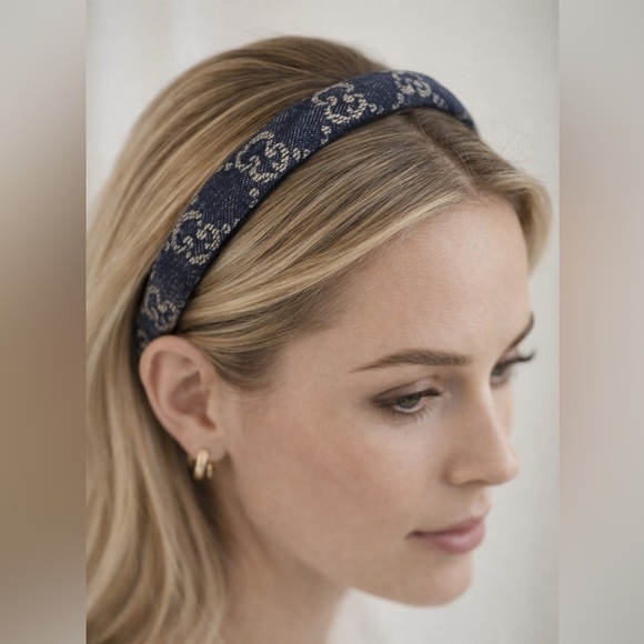 Gucci Blue Denim GG Supreme Monogram Headband main image 8